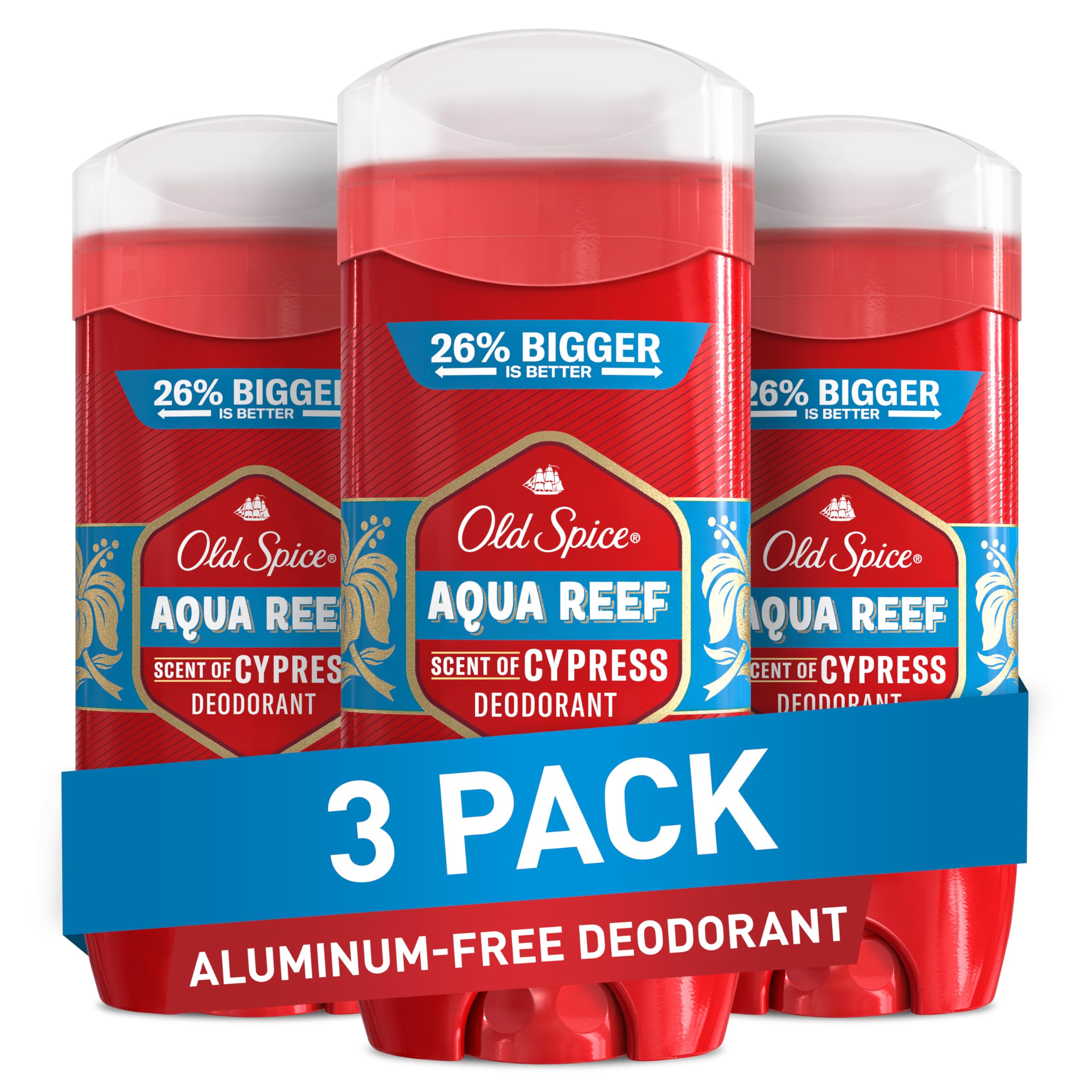 Photo 1 of Old Spice Aluminum Free Deodorant for Men, 24/7 Odor Protection, 24/7 Freshness & Lasting Scent, Aqua Reef with Cypress Scent, 3.8 oz (Pack of 3)