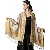 Achillea Elegant Reversible Paisley Border Pashmina Shawl Wrap Scarf
