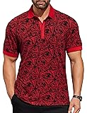 COOFANDY Mens Paisley Polo T Shirt Sport Golf Tee