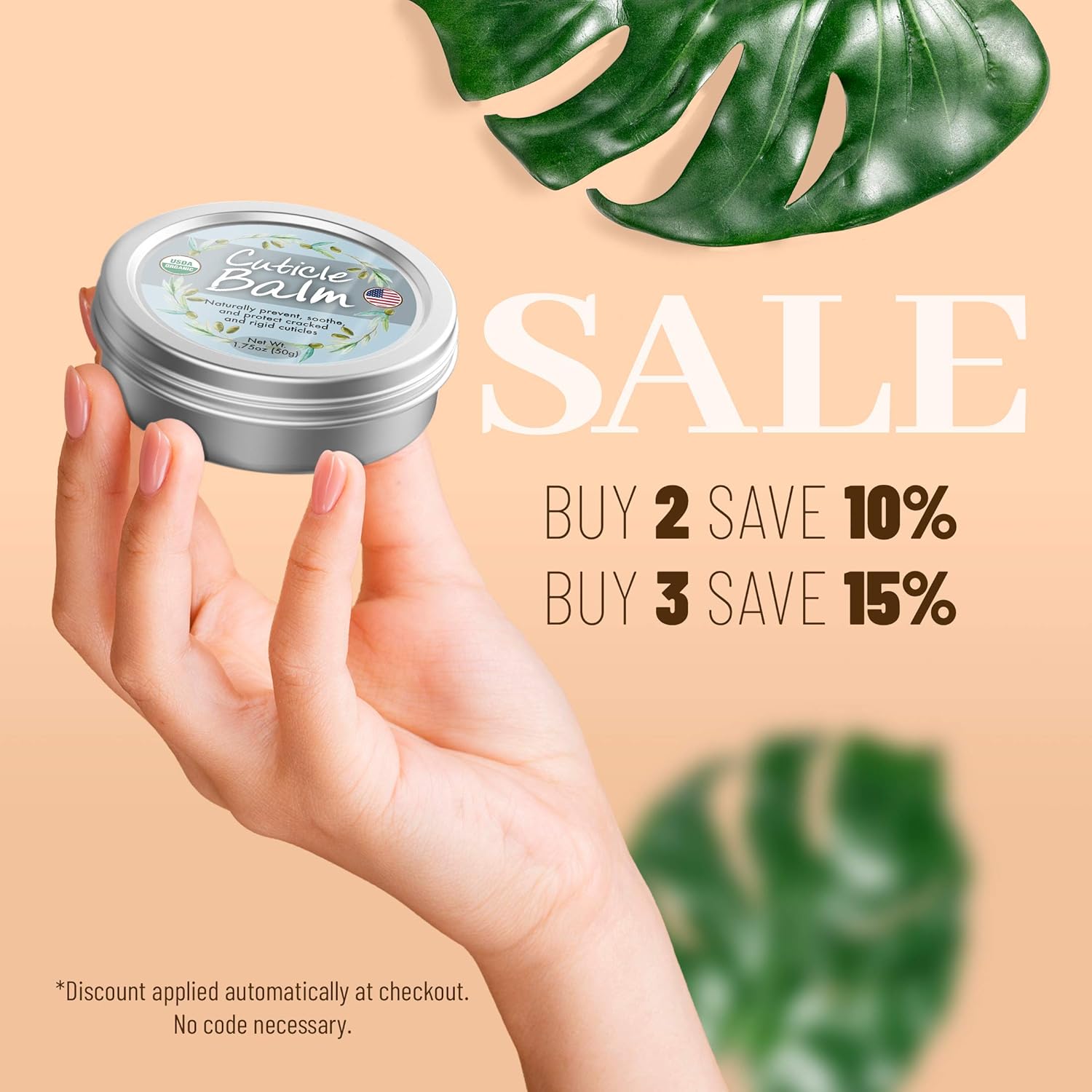 Organic Cuticle Cream Balm - Natural, Made in USA (1.75oz Large Size) USDA Certified Cuticle & Nail Salve Oil to Moisturize, Protect, Heal Cracked & Rigid Skin: Beauty