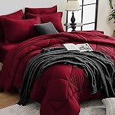 HEVUMYI Red Queen Comforter Set - 7-Piece All Season Bed in a Bag Queen, Ultra Soft Bedding Set with Comforter, Flat Sheet, Fitted Sheet, Pillowcases, Pillow Shams