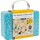 Petit Collage Animal Glam Wood Jewelry Set Craft Kit– Activity Set to Make Charm Bracelets and Necklaces for Women – Creative