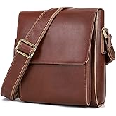 Augus Leather Messenger Crossbody Shoulder Bag for Men Work Business Casual Adjustable straps With YKK Metal Zipper