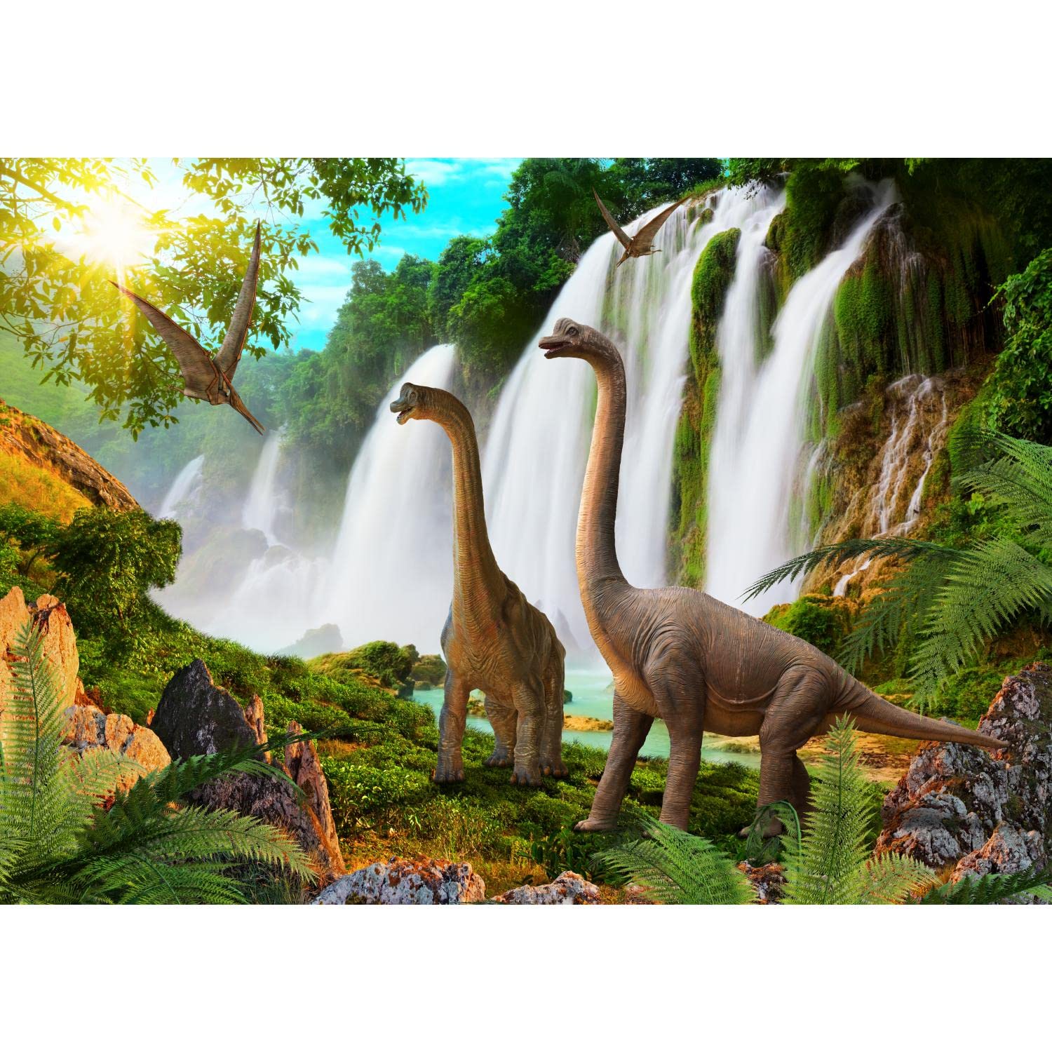 Runa Art Photo Wallpaper Dinosaur Modern Non-Woven Living Room Bedroom Wall Decoration - Made in Germany - Green Blue 9191010b