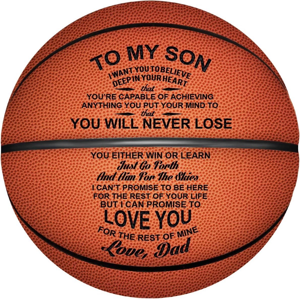 KWOOD Customized Basketballs for Men,Personalized Indoor/Outdoor Game Leather Basketball,Engraved Birthday Graduation Back to School Gift for Son from Mom Dad