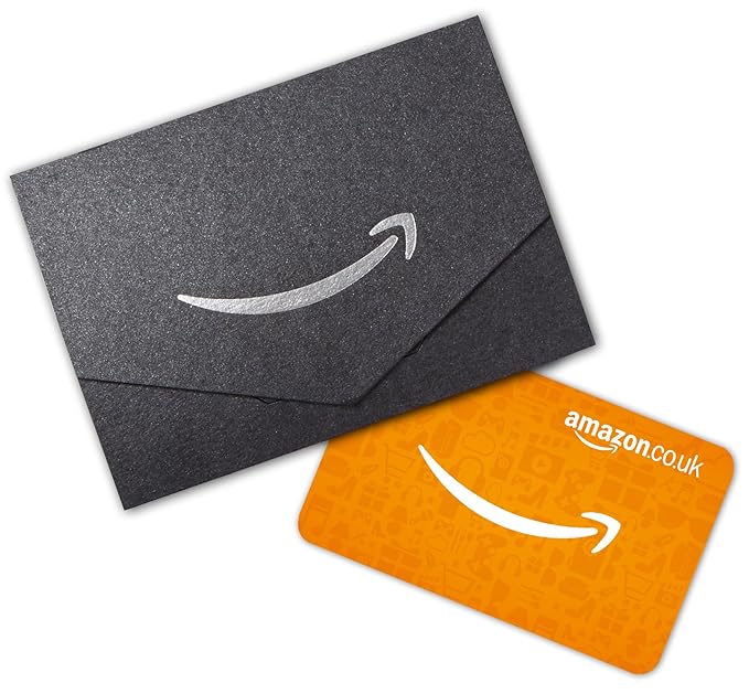 Amazon.co.uk Gift Card for Any Amount in a Black and Silver Mini Envelope