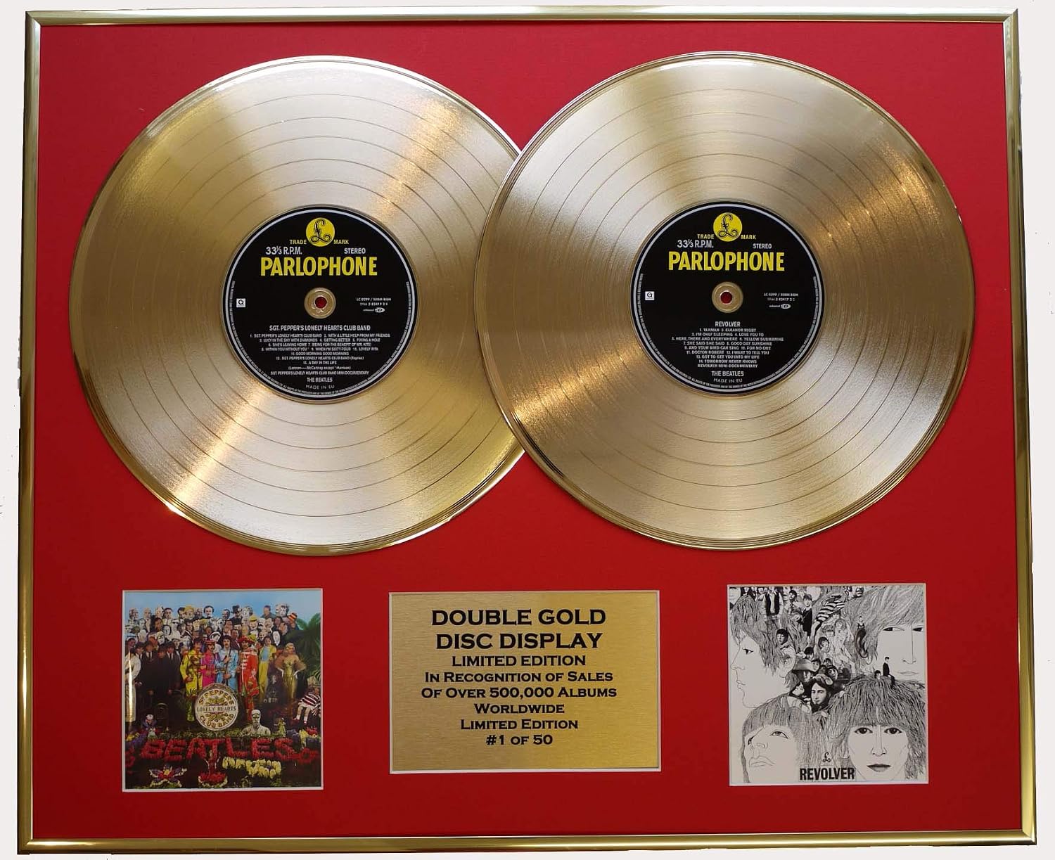 THE BEATLES/DOUBLE CD GOLD DISC DISPLAY/LTD. EDITION/COA"SGT. PEPPER'S LONELY HEARTS" & "REVOLVER"