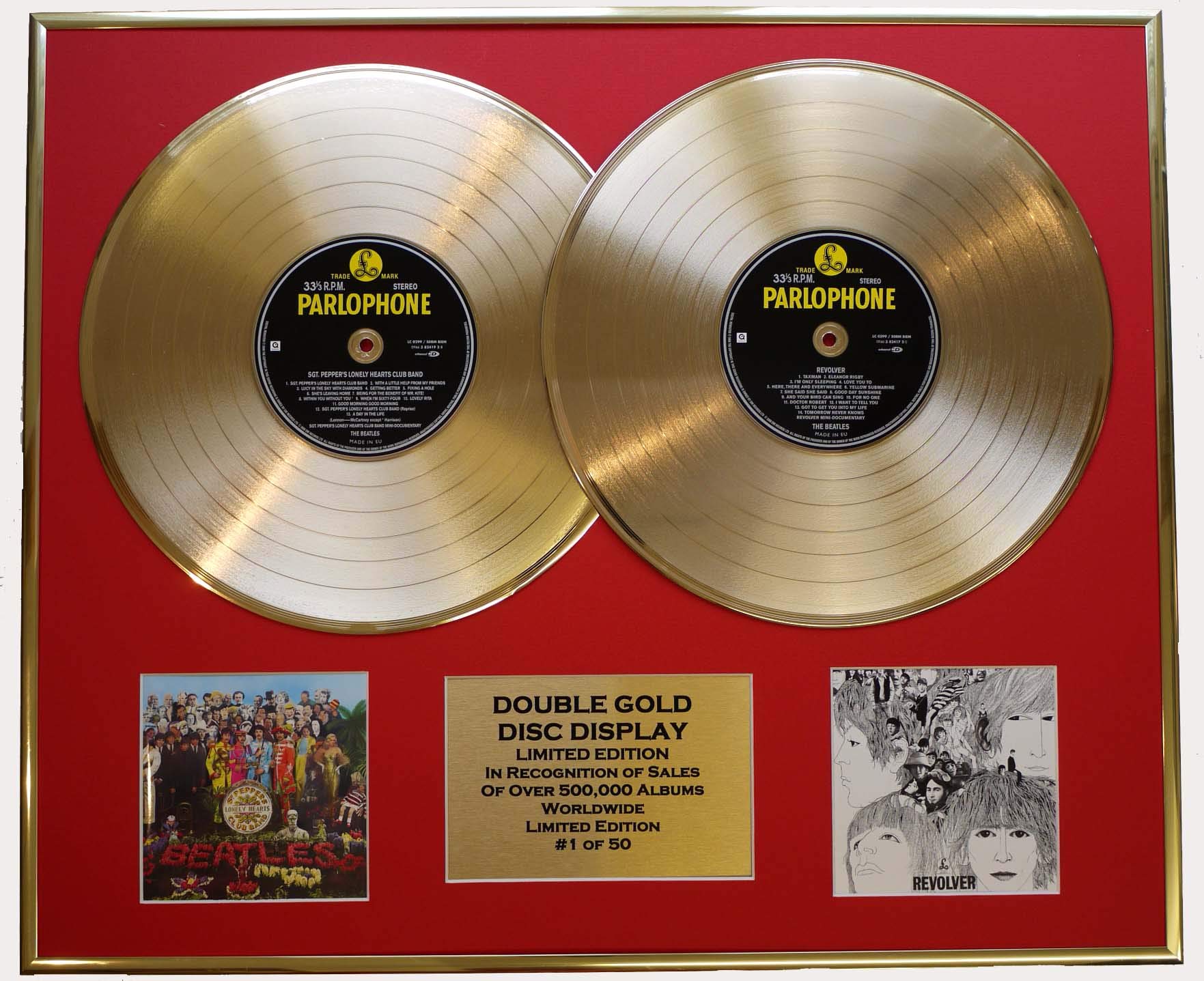 THE BEATLES/DOUBLE CD GOLD DISC DISPLAY/LTD. EDITION/COA"SGT. PEPPER'S LONELY HEARTS" & "REVOLVER"