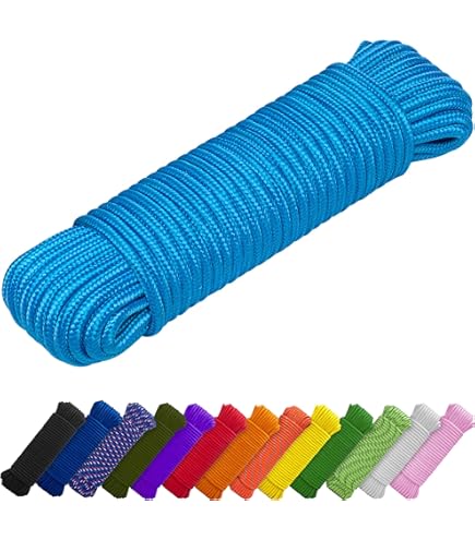 TECEUM Corde - 46 M X 6 Mm - Noir - Corde Utilitaire Robuste Et Polyvalente - Camping, Artisanat, Mât De Drapeau, Intérieur Et Extérieur - En Nylon Polypropylène Léger Tressé Diamant