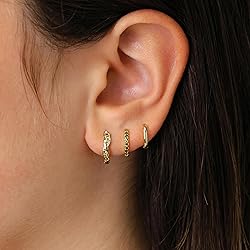Inerney Gold Huggie Hoop Earrings Set for