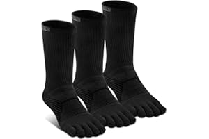 VWELL Toe Socks for Men Women Running COOLMAX Mid-Calf Finger Socks Athletic Breathable Five Toe Design Quick Dry, 3Pairs