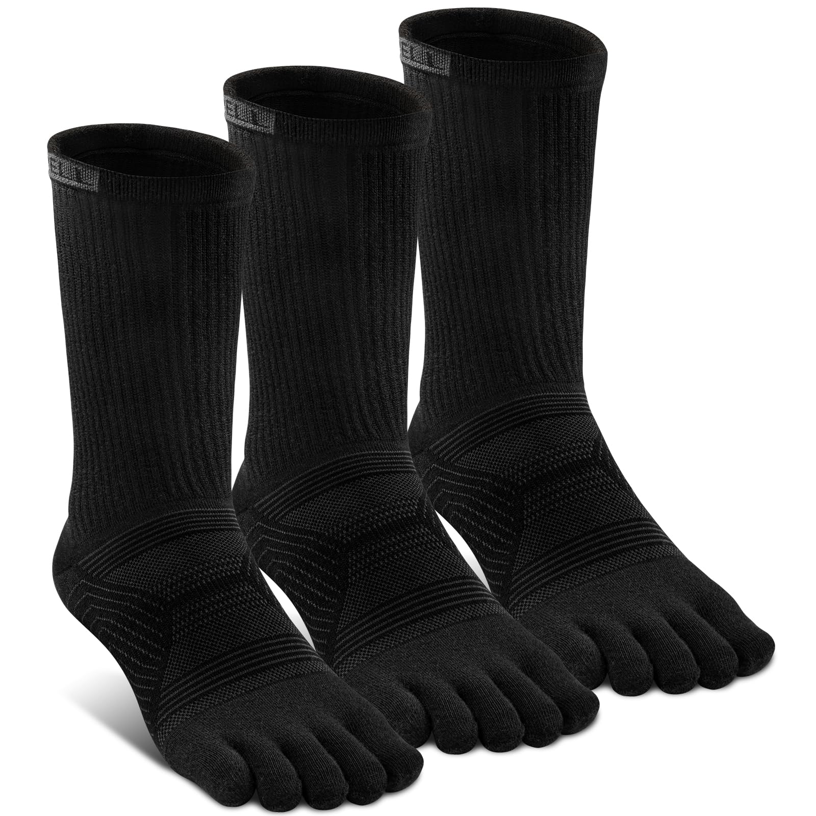 Photo 1 of VWELL Toe Socks for Men Women Running COOLMAX Mid-Calf Five Finger Socks Athletic Breathable Five Toe Socks Quick Dry, 3Pairs