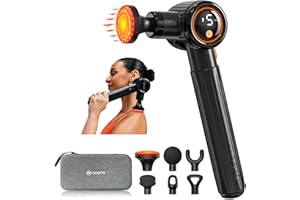 NAPRE Massage Gun with Heat,Massage Gun Deep Tissue with Extension Handle & 3 Adjustable Angles,Handheld Percussion Back Massager for Muscle/Neck/Body Pain Relief with Portable Case,Black