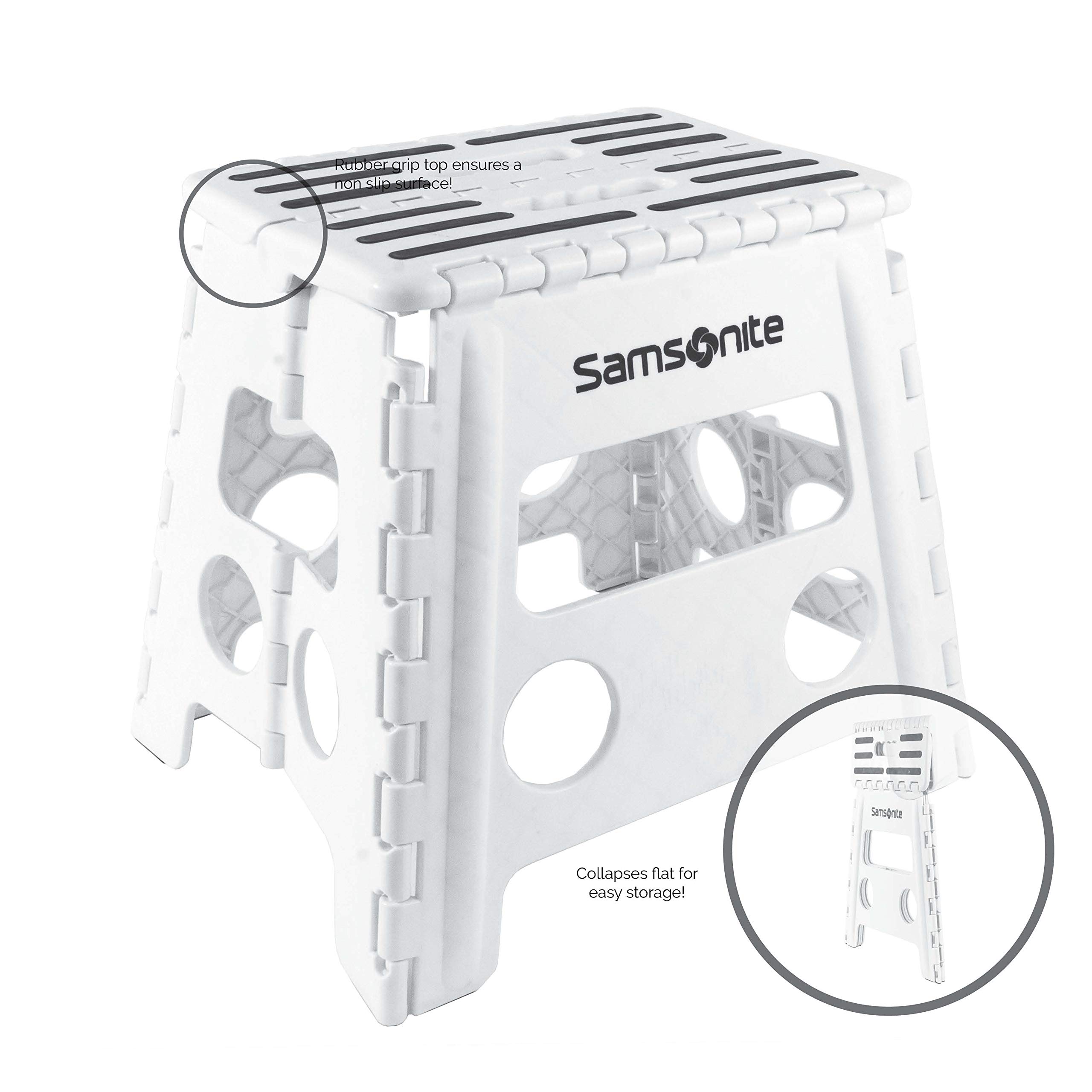 Samsonite Folding Step Stool In Aqua/Teal 13" High Double Handle