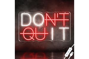 HAJAE DON'T QUIT Neon Sign, Neon Signs for Wall Decor, Led Neon Light Sign Party Decorations, Room Decor for Boys, Neon Signs for Man Cave, Dimmable Neon Sign for Bedroom USB Powered, 15.7*9 in (DON'T QUIT-Red/White)