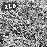ZEBMOON 2 LB Light Grey Crinkle Cut Paper Shred Filler Great for Gift Wrapping, Basket Filling, Birthday, Wedding, Halloween, Thanksgiving, Christmas Day, New Year Party Decorations Filling Supplies