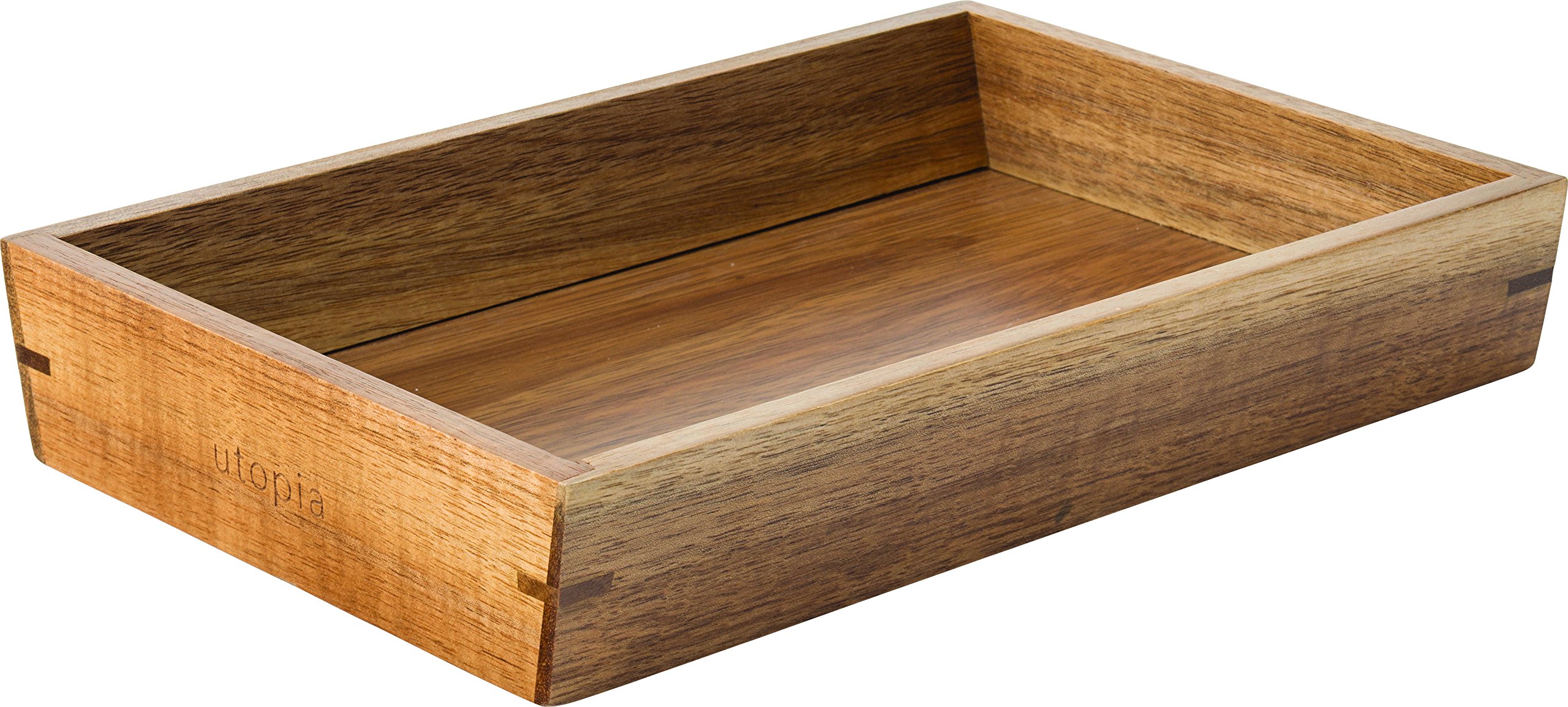 Utopia JMP830 Acacia Serving Box, Wood Presentation, 9.5" x 6.5", 24 cm x 16 cm (Pack of 6)