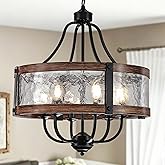 QAPKGH 19.7" Glass Chandelier for Dining Room, Farmhouse Round Hanging Light Fixtures for Bedroom Foyer Living Room Hallway F