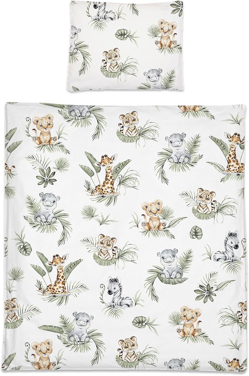 Baby Comfort 2 Piece Bedding Set 80x70 cm Duvet Cover & Pillowcase Safari 12M+