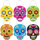 Sweetude 24 Pcs Day of the Dead Party Favors Bags Sugar Skull Non-woven Reusable Candy Goodie Gift Treat Bags with Handles for Halloween Dia De Los Muertos Party Supplies Decorations(Colorful Style)