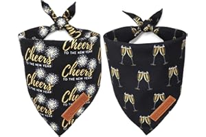 Realeaf New Year Dog Bandanas 2 Pack, Cheers to The New Year Dog Scarf for Boy and Girl, Premium Durable Fabric, Holiday Bandana for Medium and Large Dogs Cats Pets (Large)