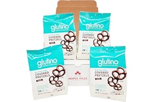 Glutino Gluten Free Fudge Covered Pretzel Twists - 4 Individually Sealed 5.5 ounce bags - No Egg, Cholesterol, or Artificial Colors or Flavors - Kosher - In Maple Hills Market Protective Box