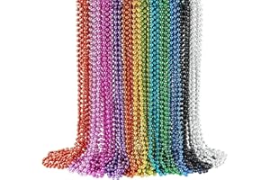 96 PCS Mardi Gras Beads, Metallic 12 Kinds of Bead Necklace Party Favors, 33" Mardi Gras Necklace Women Men Stuff, Festival P