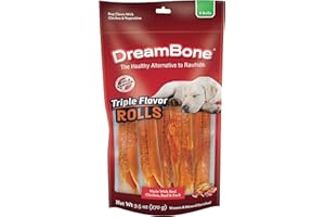 DreamBone Triple Flavor Rolls 6 Count, Rawhide-Free Chews for Dogs