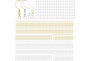 CZWZ 1800 Pcs Earring Making Supplies Hypoallergenic Earring Hooks, Earring Making Kit with Earring Hooks, Jump Rings and Clear Rubber Earring Backs for DIY Jewelry Making (Gold and Silver)