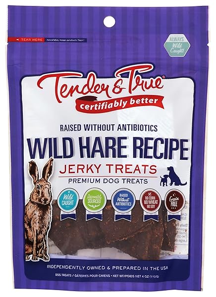 TENDER & TRUE WILD HARE JERKY TREAT, 4...