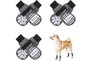 BEAUTYZOO Anti Slip Dog Socks for Small Medium Large Dogs,Paw Protector with Grips for Hardwood Floor Hot/Cold Pavement,Traction Control 3 Pairs AntiTwist Dog Shoes to Prevent Licking for Senior Dog