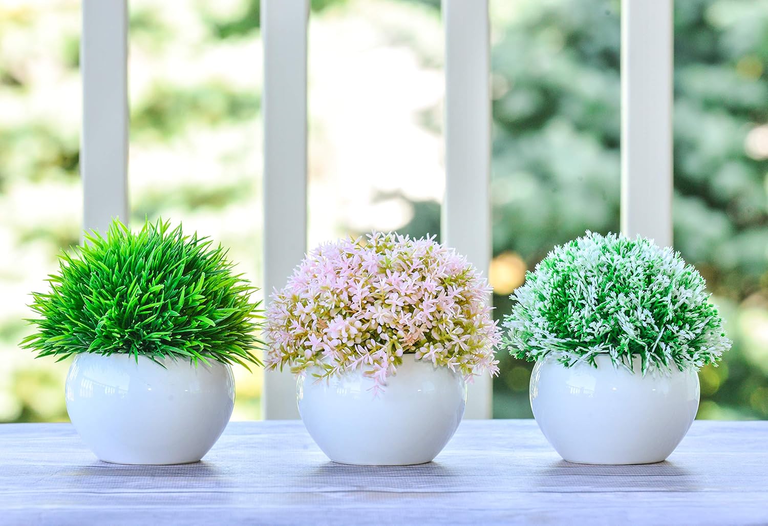 ELYSIANZE Mini Artificial Plants | Modern Farmhouse Plants Home Decor | Small Fake Plants | Office/Kitchen/Bathroom/Bedroom/Mantle/Shelf/Living Room/Table Decoration Faux Plant Set -