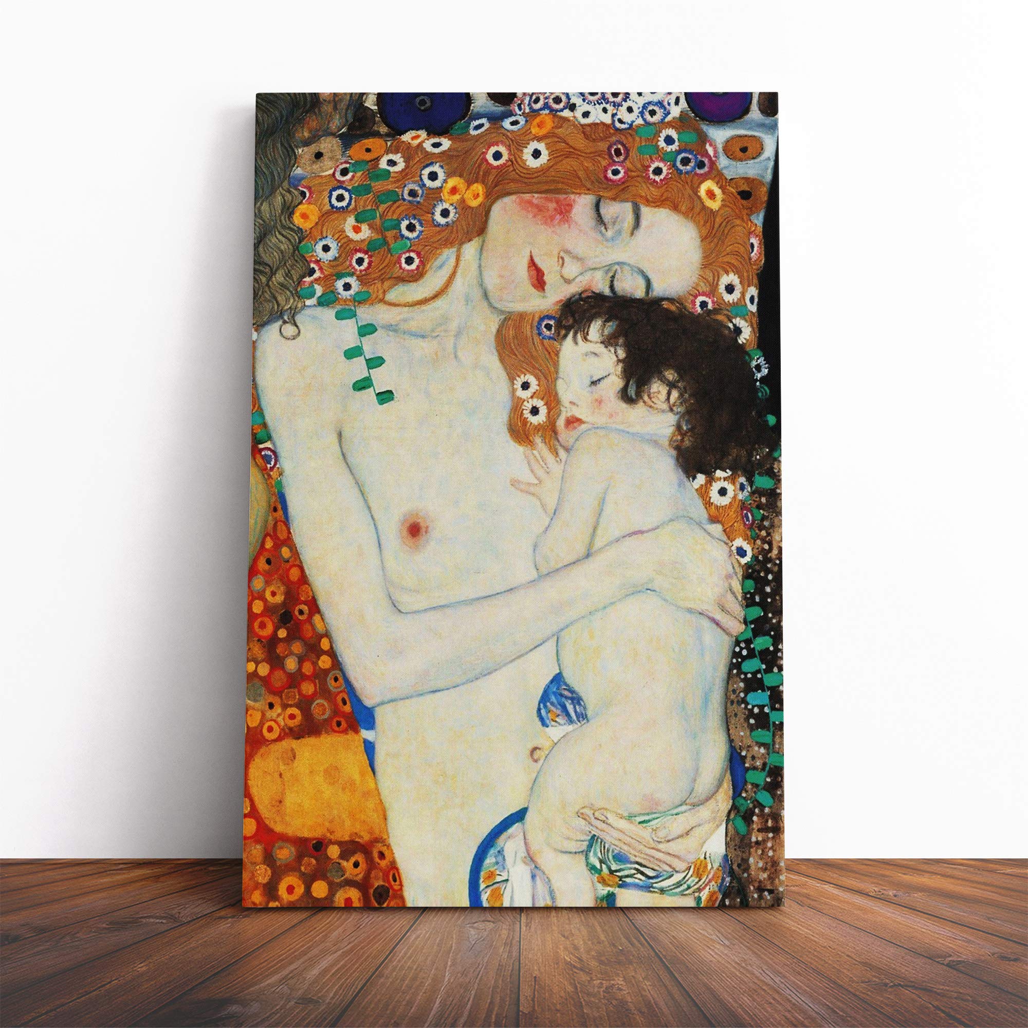 Gustav Klimt Mother and Child Baby Canvas Print | Gallery Wrapped 30mm Frame Wall Art | 20x14 inches | Ready to Hang | Modern People Picture | Living Room Bedroom Lounge Office