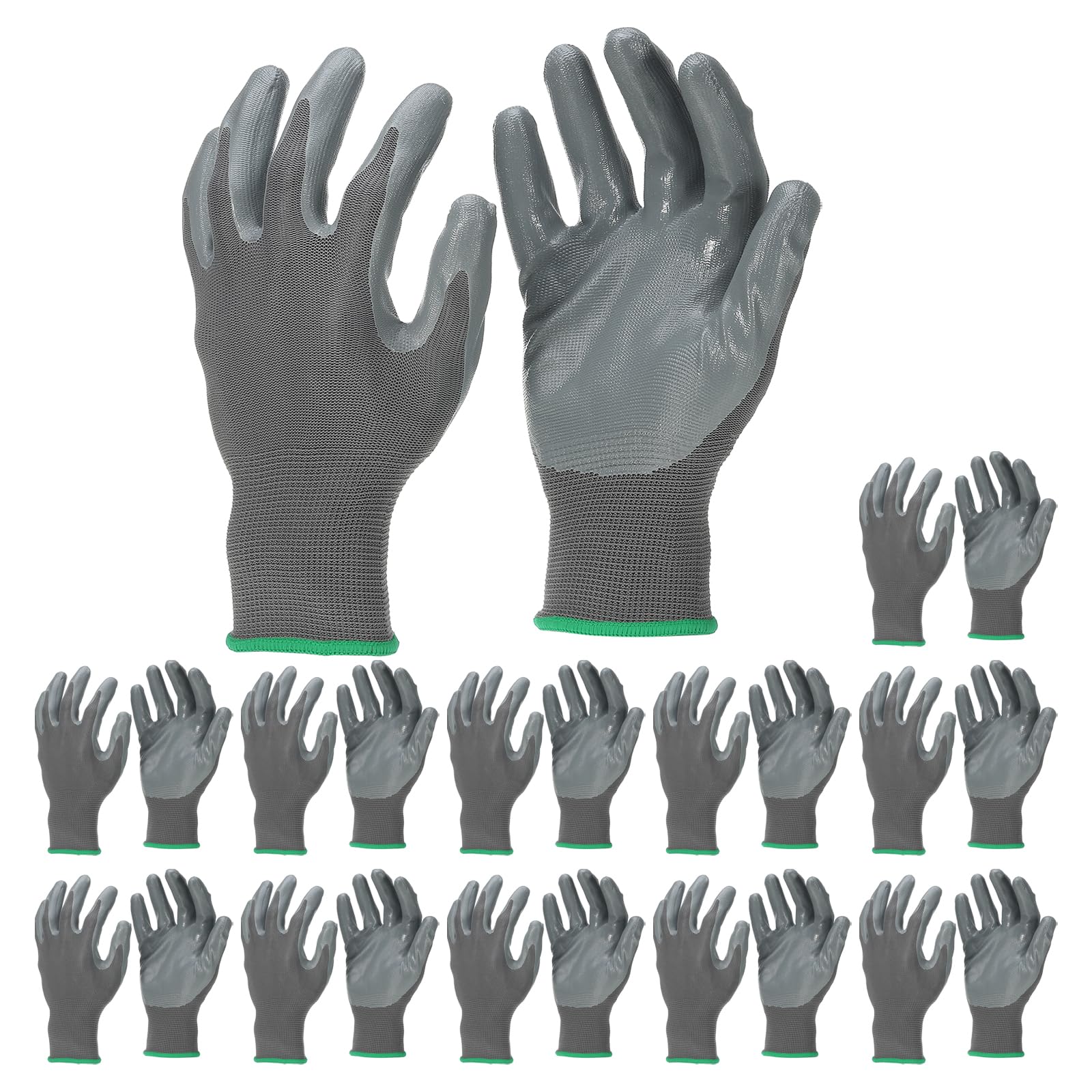 PATIKIL Safety Work Gloves Nitrile Coated, 12 Pair Non-slip Gardening Gloves Seamless Knit Working Gloves with Grip for Women Men Warehouse, Gray Small Size