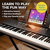 RockJam 61 Key Keyboard Piano with Stand Power Supply Simply Piano App view 3