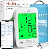 iHealth Accu Luminate Blood Pressure Monitor – 4.5" Tri-Color WHO-Based LCD(White), Clinically Accurate, Irregular Heartbeat Alert, Body & Cuff Detection, Bluetooth Cloud Sync, Large 8.6"–17" Cuff