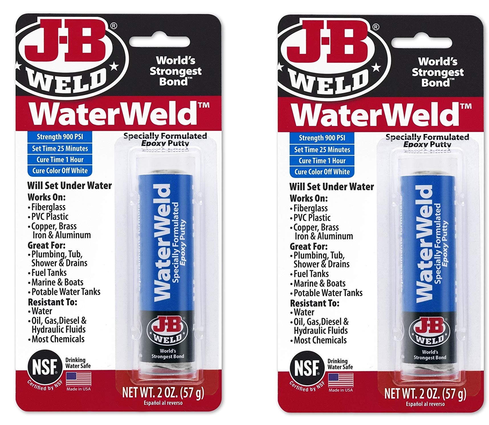 J-B Weld 8277 WaterWeld Epoxy Putty Stick 2 Pack