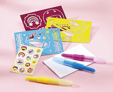 Totum Soy Luna Bastel-Set Spray-Pens – Pustestift-Bilder mit Schablonen, Stiften, Glitzer und Stickern