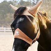 BARN &amp; STABLE Fine Mesh Horse Fly Mask with Ears Lightweight UV Protection Fly Mask for Horses Large 3D Eye Space with Soft Fleece Trim Adjustable Straps