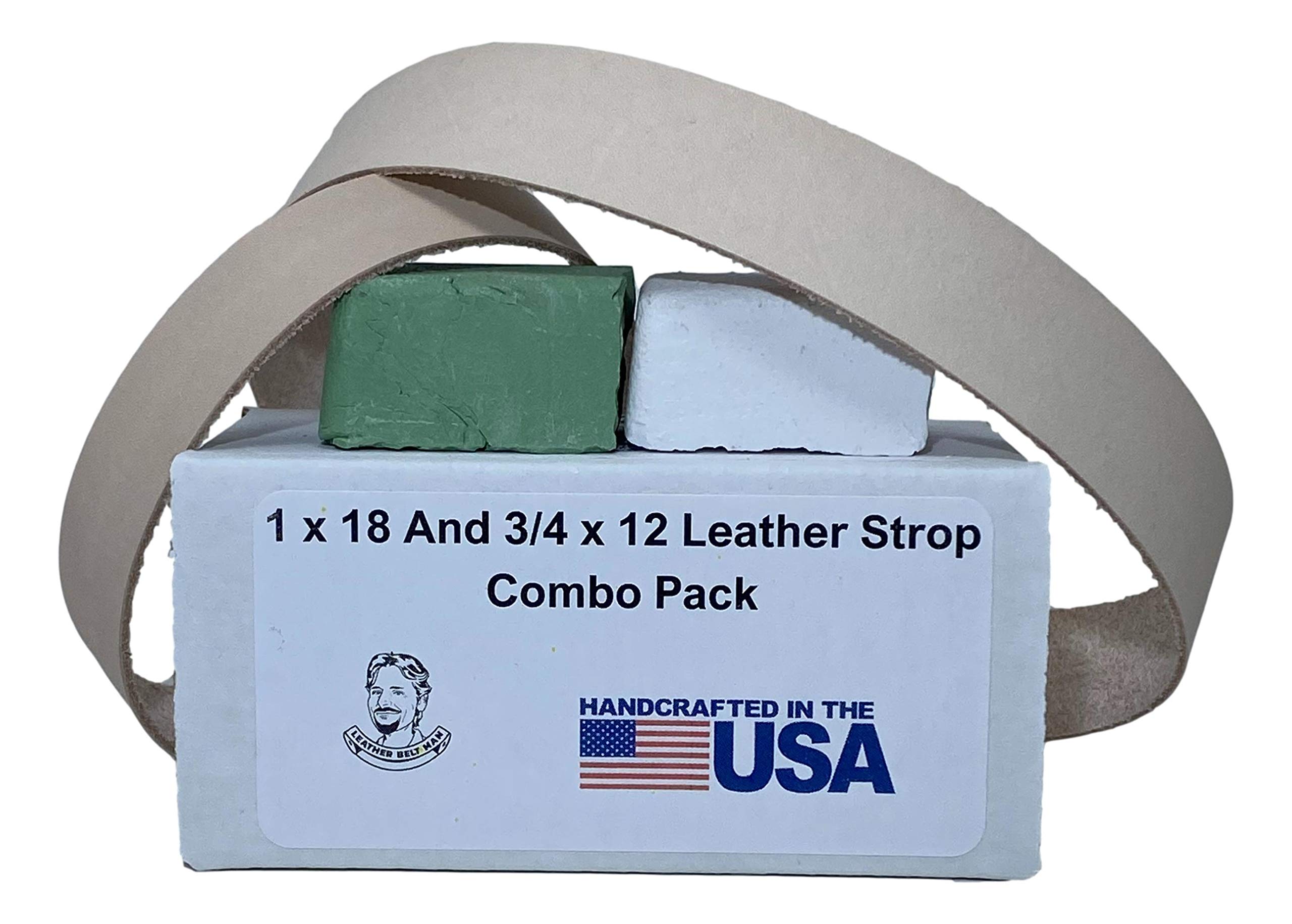 TAMROD HOLDINGS LLC 3/4" x 12" and 1" x 18" Leather Sharpener Combo Pack - Fits Ken Onion Worksharp WSKTSKO and Ken Onion Blade Grinder Attachment WSSO81112. Green and White Buffing Compound Included