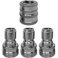 MTM Hydro Pressure Washer Adapter Set for Garden Hose 4 Piece 3/4” Quick Connect Fittings Kit, Stainless Steel High Pressure Couplings and Connectors, 1x3