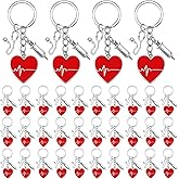 Yinkin 36 Pcs Nurse Keychains Bulk Nurses Week Gifts Keyrings with Red Heart Syringe Stethoscope Pendant Nurse Party Favors RN Thank You Gifts for Women Nurse Day Graduation Students