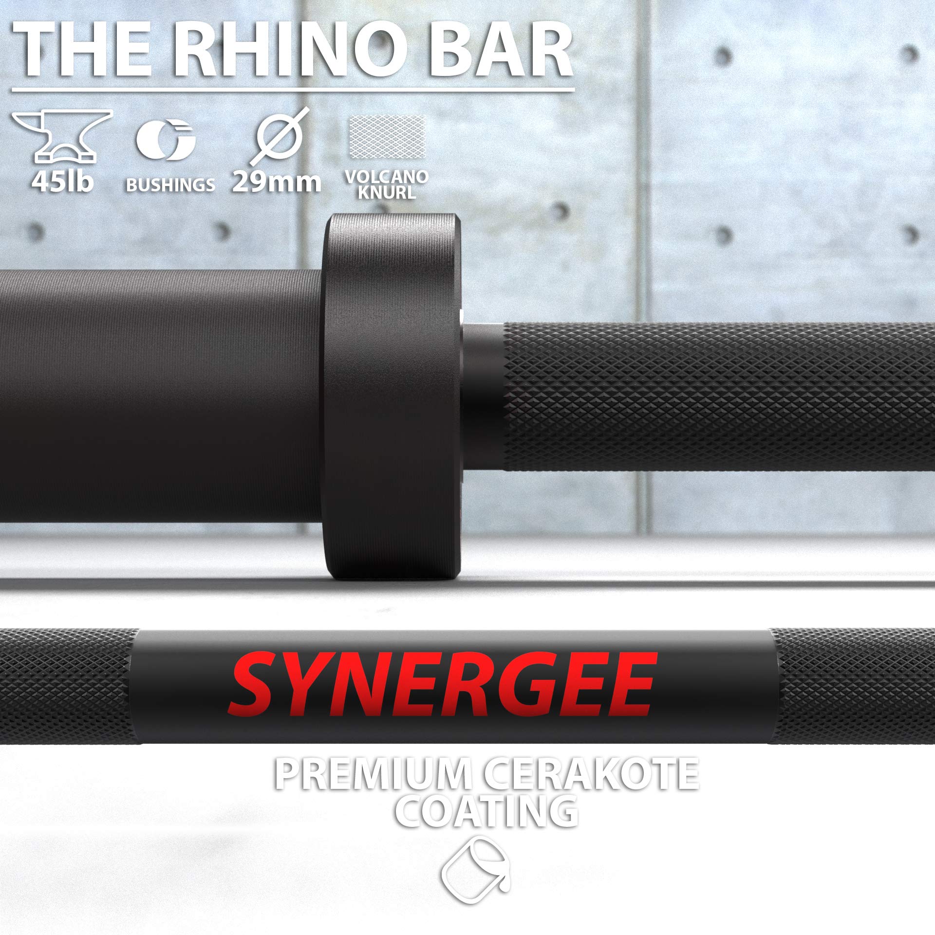 Synergee 45lb Rhino Power Bar Cerakote Finish Barbell Rated