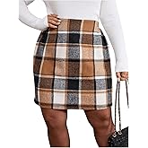 MakeMeChic Women's Plaid Skirt High Waisted Pencil Mini Skirt