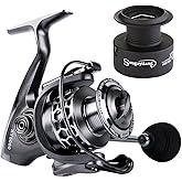 Sougayilang Fishing Reel 13+1BB Light Weight Ultra Smooth Aluminum Spinning Fishing Reel with Free Spare Graphite Spool