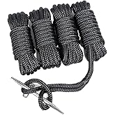 TUNORD 1/2” x 15' Marine-Grade Double-Braided Dock Line with 12” Eyelet.Hi-Performance Boat Rope Mooring Rope Dock Line (4 Pack, Black)