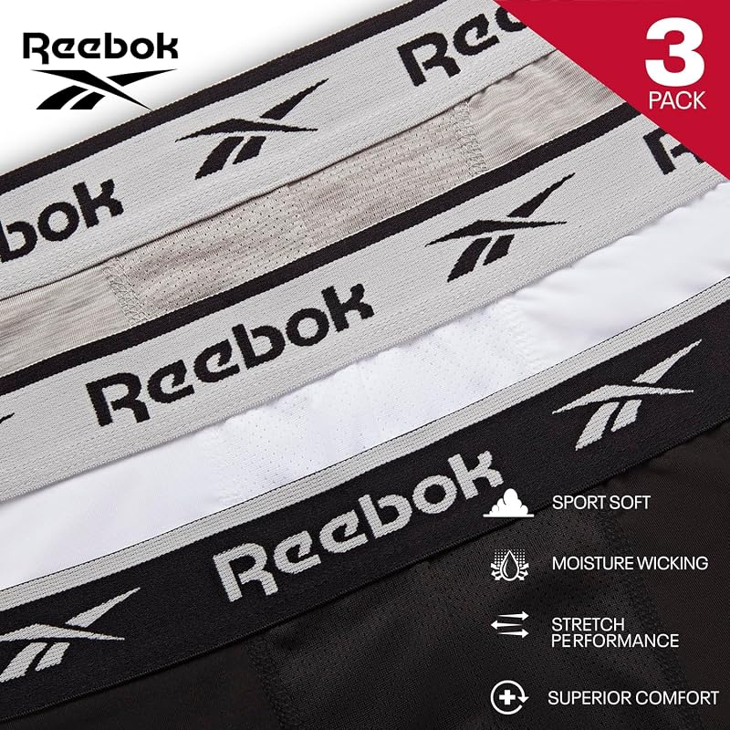 Boxers Ainslie pour Hommes | Lot de 3 Boxers de Sport, sous-vêtements Respirants et Extensibles | Multipack de Boxers, Noir/Blanc/Gris Chine