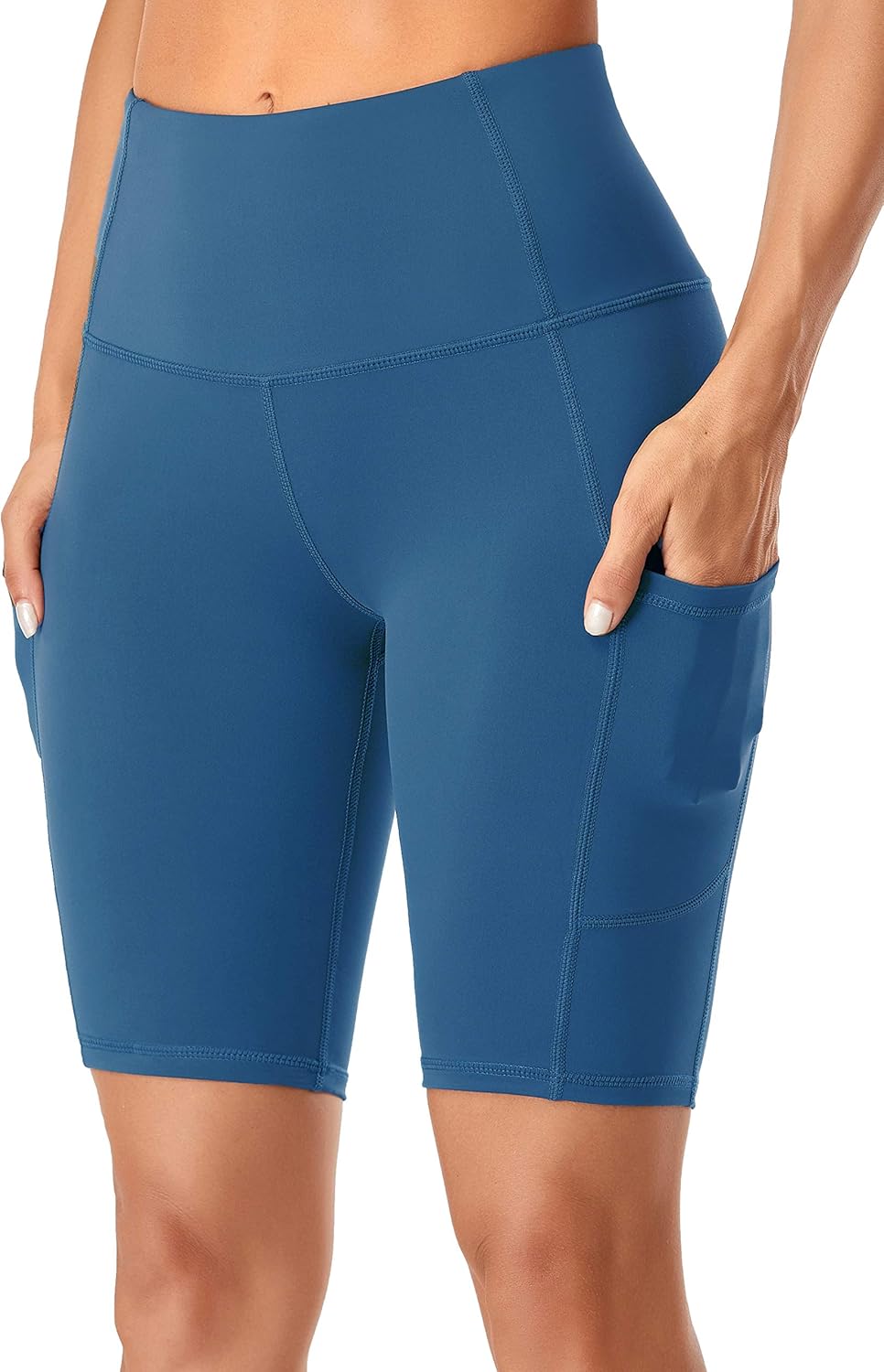 Oalka Women's Short Yoga Side Pockets High Waist Workout Running Shorts: Clothing