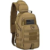 Protector Plus Tactical Sling Bag Military MOLLE Crossbody Packs Chest Shoulder Backpack (Patch Included)
