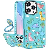 Boaretiu Cute Kawaii for iPhone 16 Pro Max Case with Stand - Fashion Cool 360° Rotate Ring Holder Kickstand Dinosaur Design for Women Girls Boys Teens Girly for iPhone 16 Pro Max Phone Case